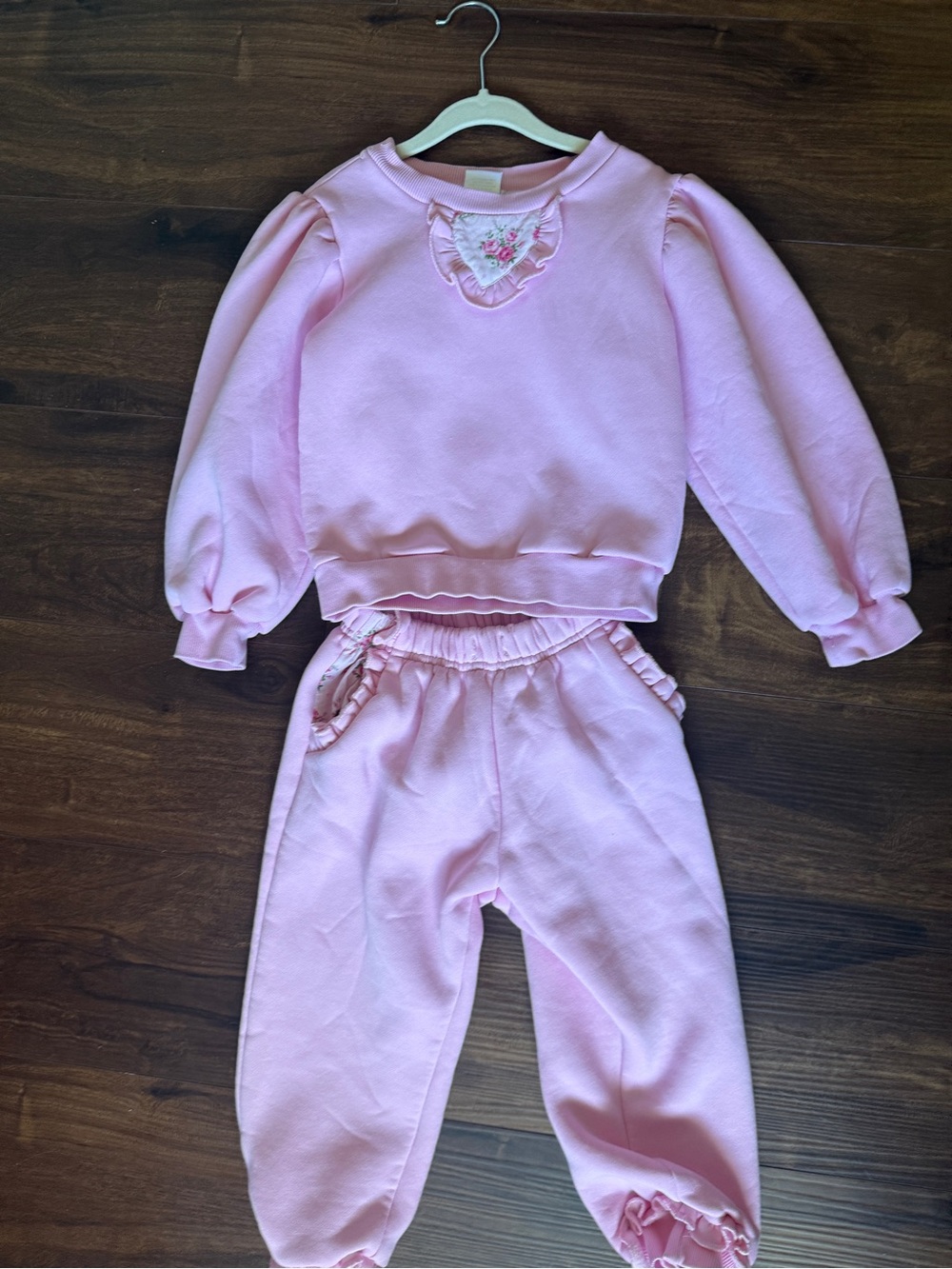 Dollcake Pink Girls Two-Piece Ruffle Sweatshirt & Joggers Set size 4